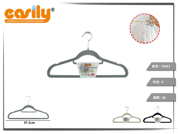 Set di tre grucce in velluto da 41,5 cm