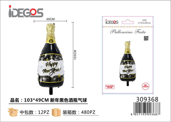 Palloncino foil a bottiglia Happy New Year 103 × 49 cm