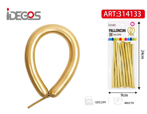 Palloncini lunghi con finitura cromata, 8 pezzi, serie 1,8 g