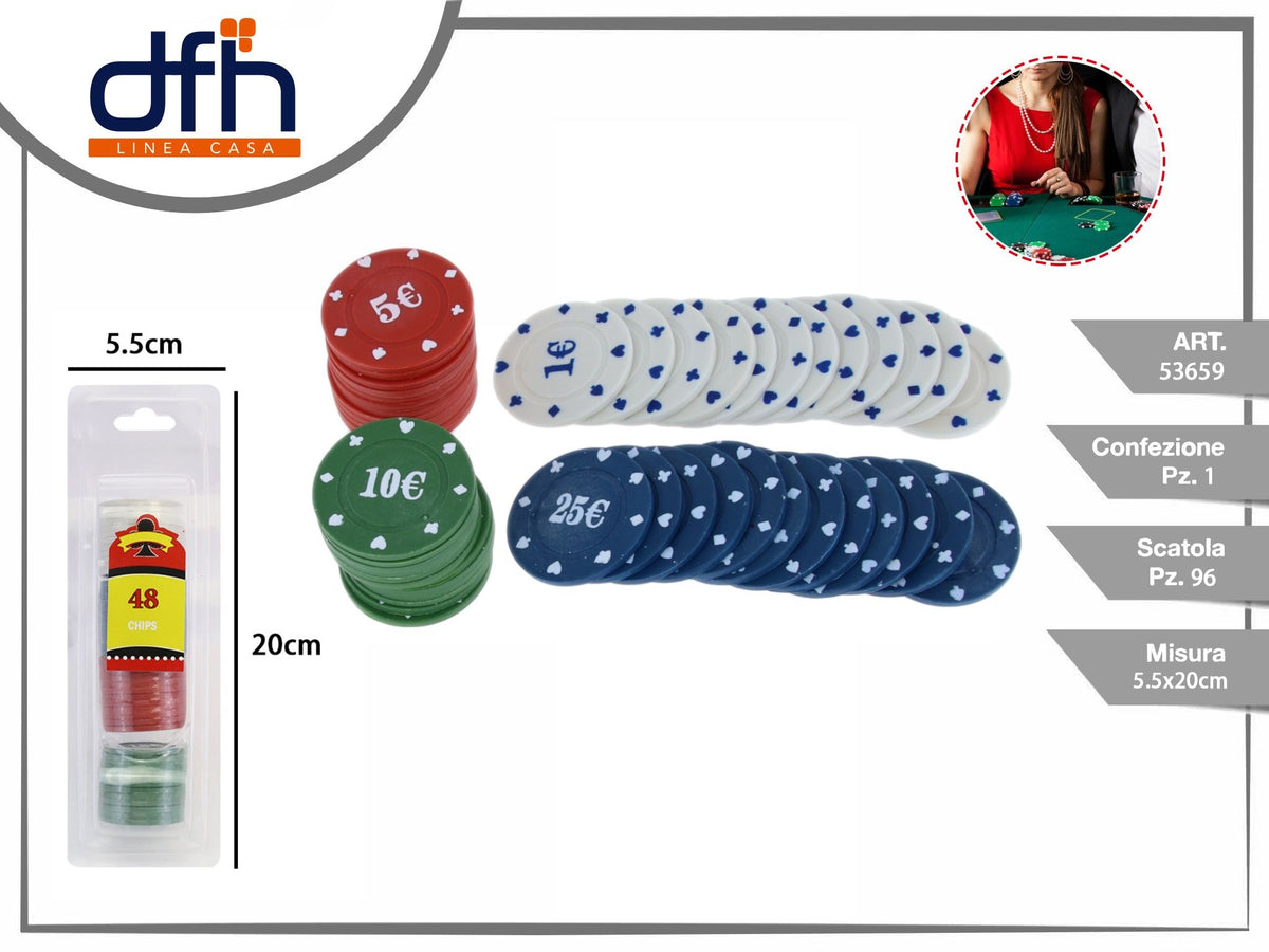 Set di 48 fiches con valori stampati