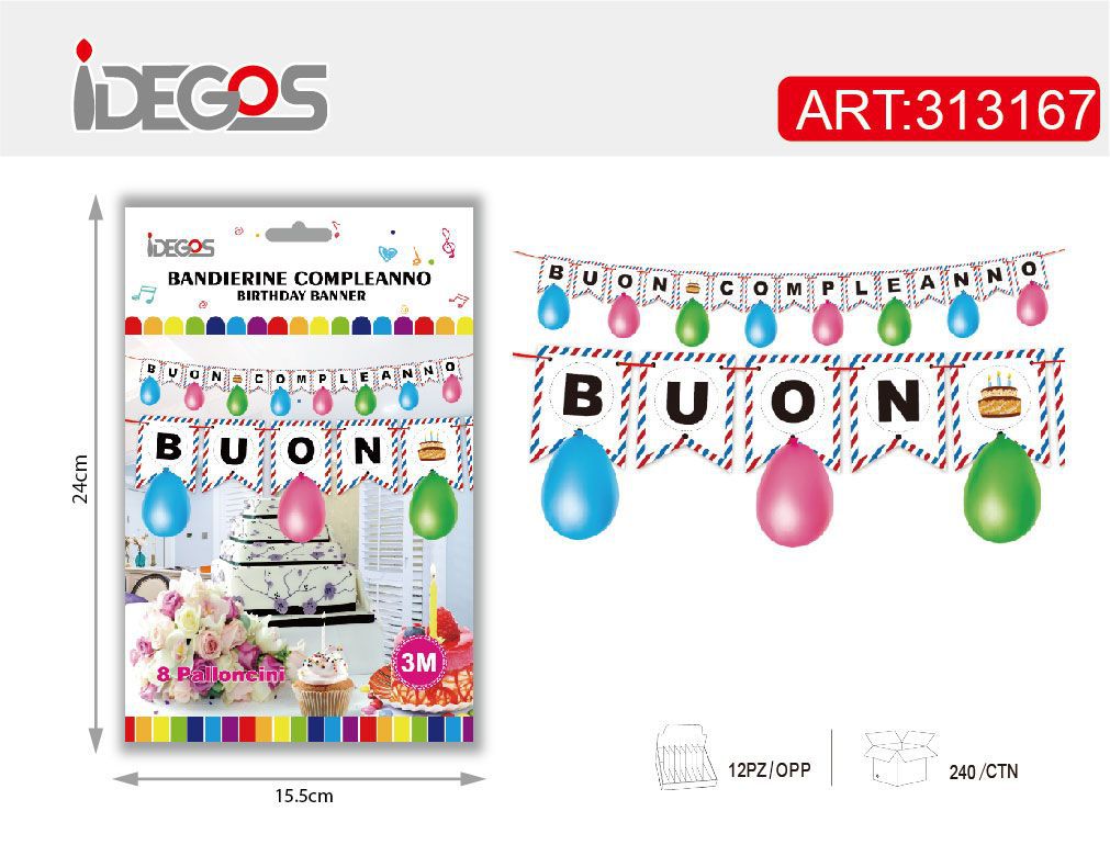 Festone per compleanno a tema palloncini, 3 m