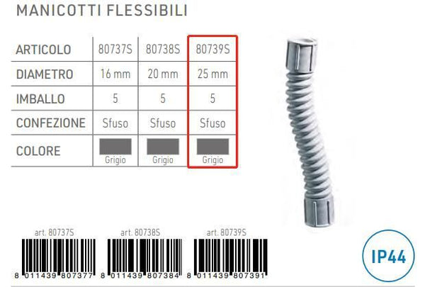Manicotto flex d25 grigio