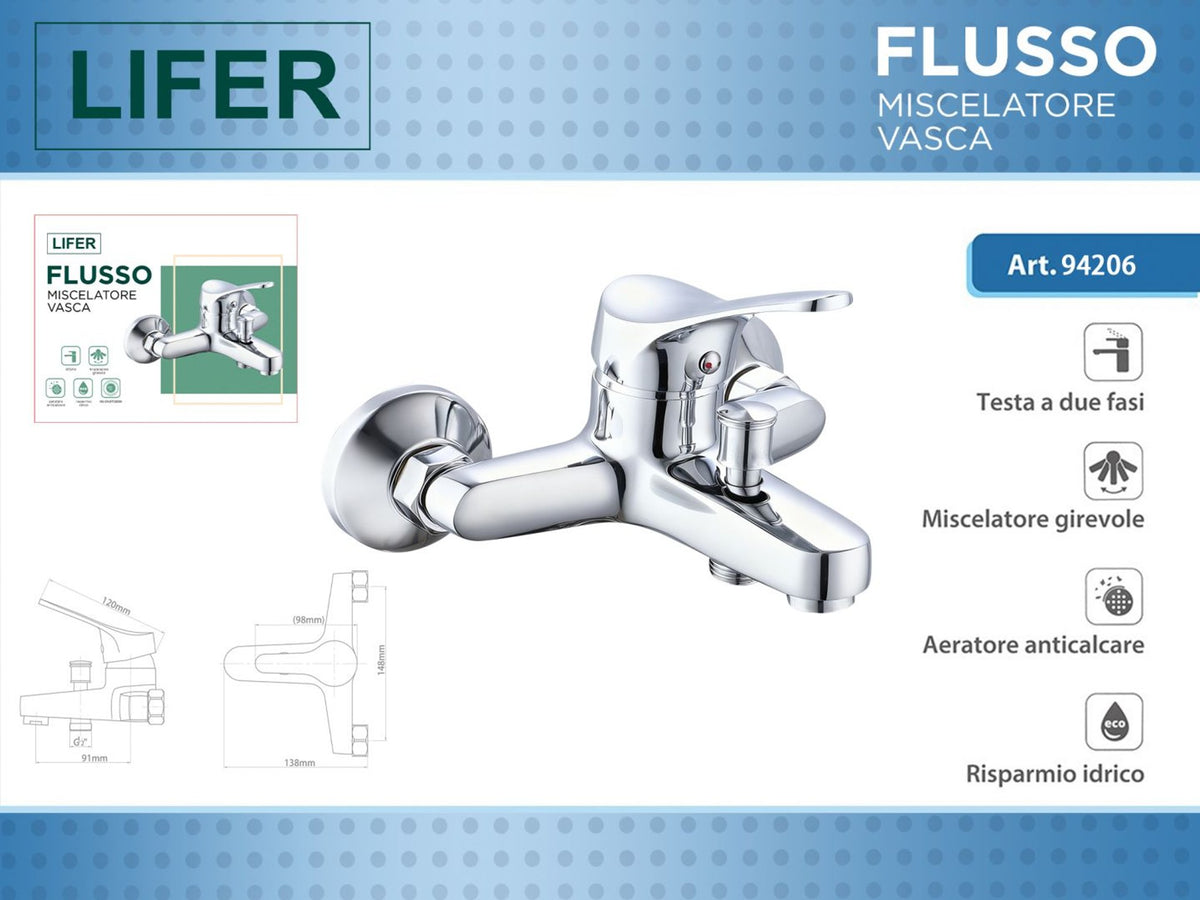 Miscelatore da parete per vasca FLUSSO