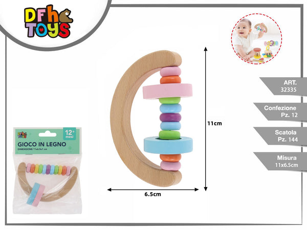 Sonaglio semicircolare in legno con anelli colorati