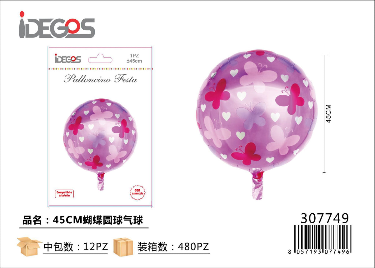Palloncino foil rotondo decorato, 45 cm