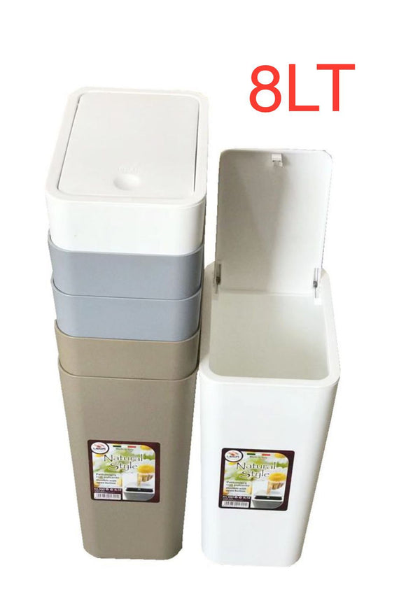 LEGA PATTUMIERA RATTAN C/PULSANTE PLASTICA 8LT ASS.