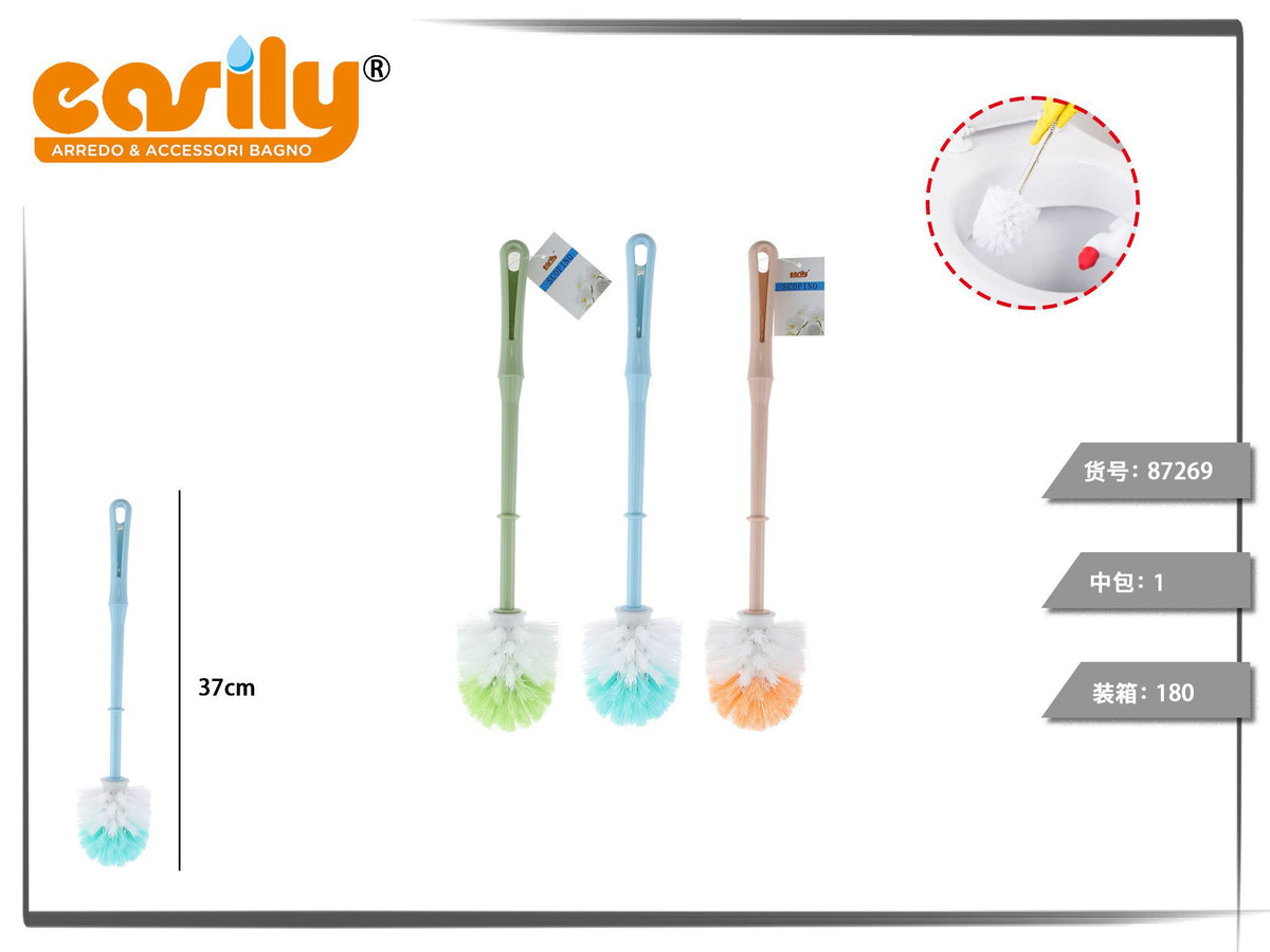 Scopino WC con impugnatura traforata e setole bicolori, 37 cm