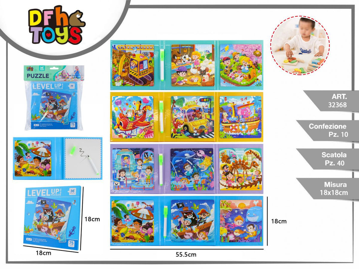 Puzzle magnetico con lavagnetta ripiegabile, 18 × 18 cm