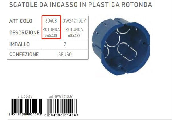 Scatola rotonda diam. 65x38