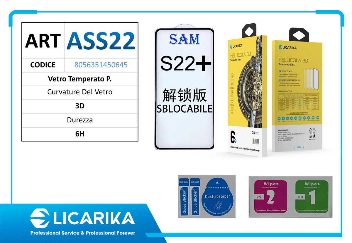 Vetro protettivo 3D per Samsung Galaxy S22 Plus