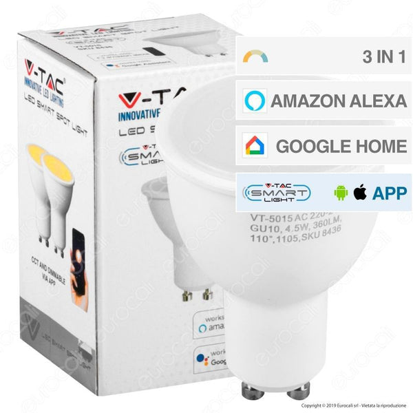 Lampadina LED V-TAC GU10 4,5 W a tonalità variabile dimmerabile
