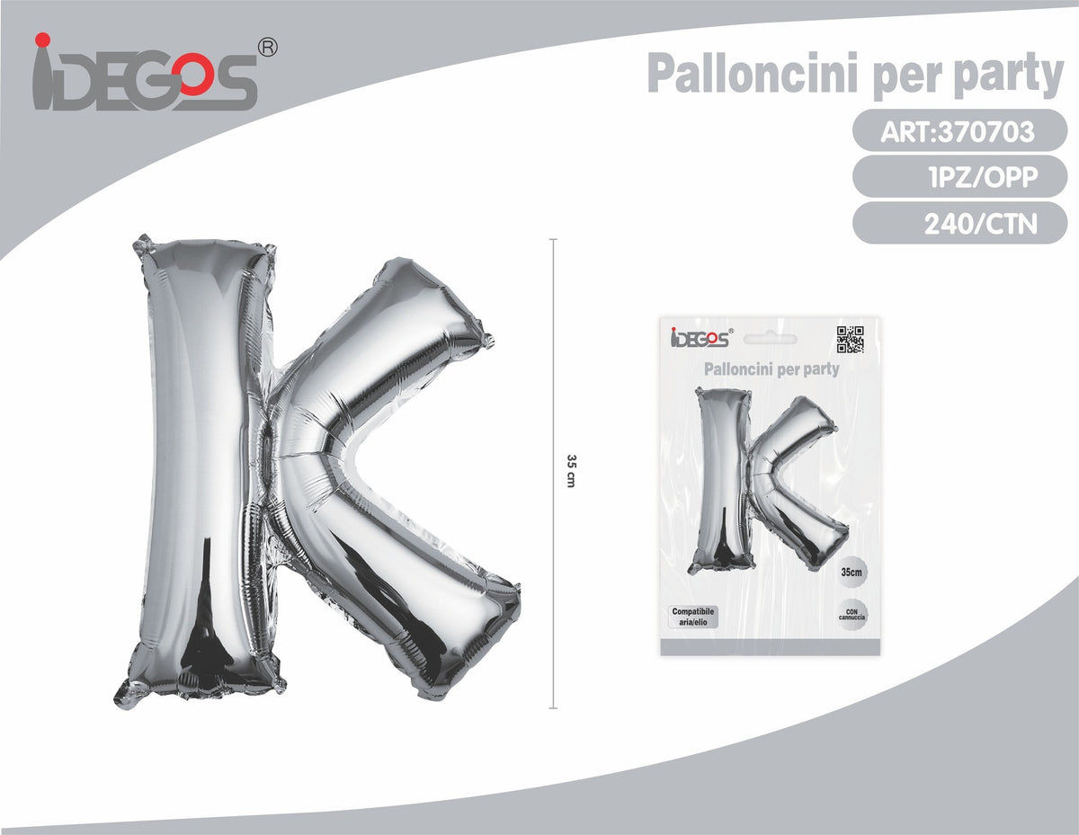 Palloncino Lettera K 35cm Argento