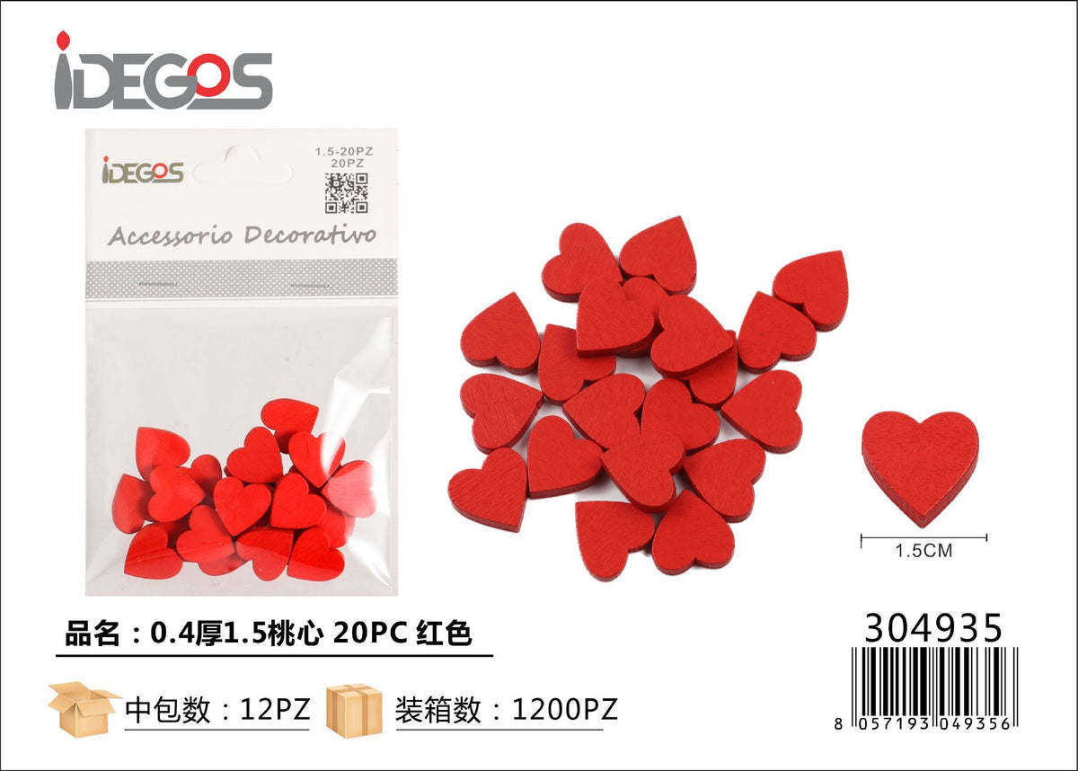 Cuori decorativi, 1,5 cm, 20 pezzi