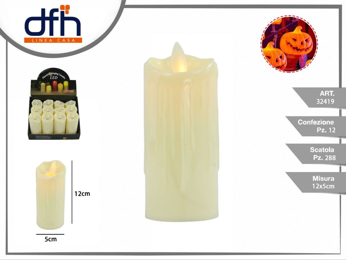 Candela LED beige a fiamma oscillante 12 × 5 cm