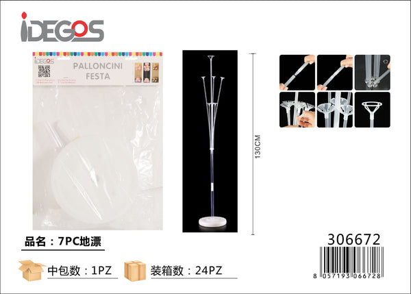 Kit supporto trasparente per palloncini, 7 pezzi, senza palloncini