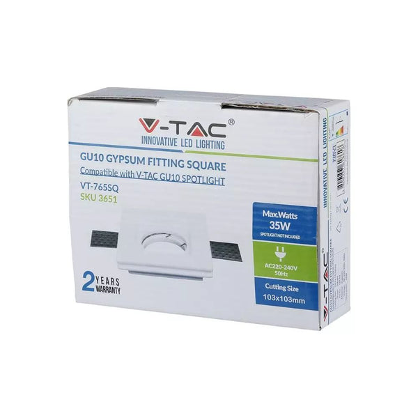 Portafaretto V-TAC GU10 quadrato in gesso bianco