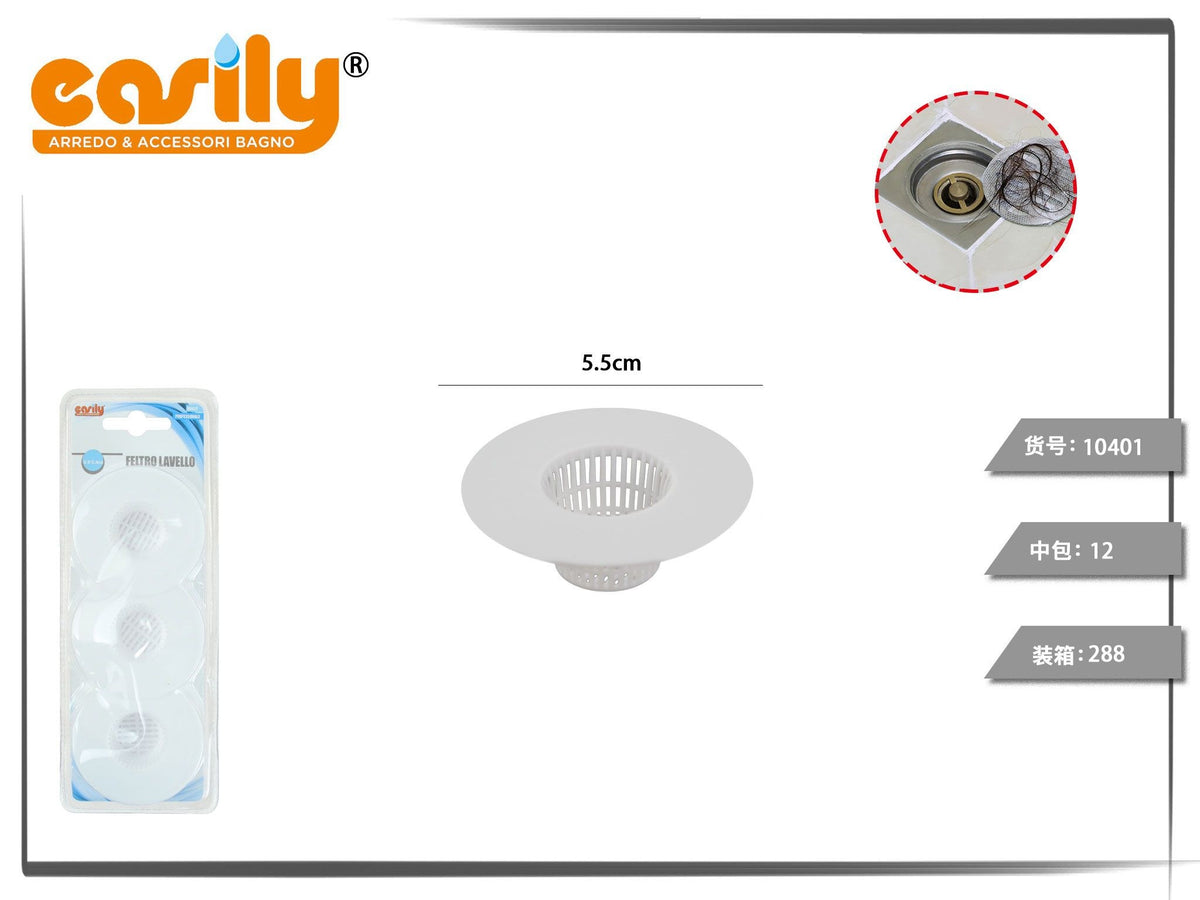 Set di tre filtri bianchi per lavello da 5,5 cm
