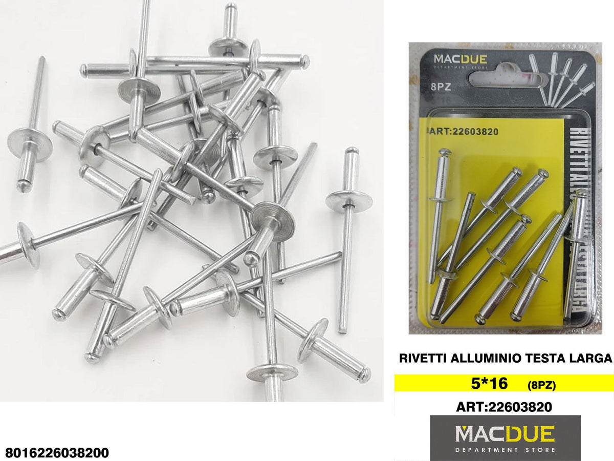 RIVETTI ALLUMINIO TESTA LARGA 5*16