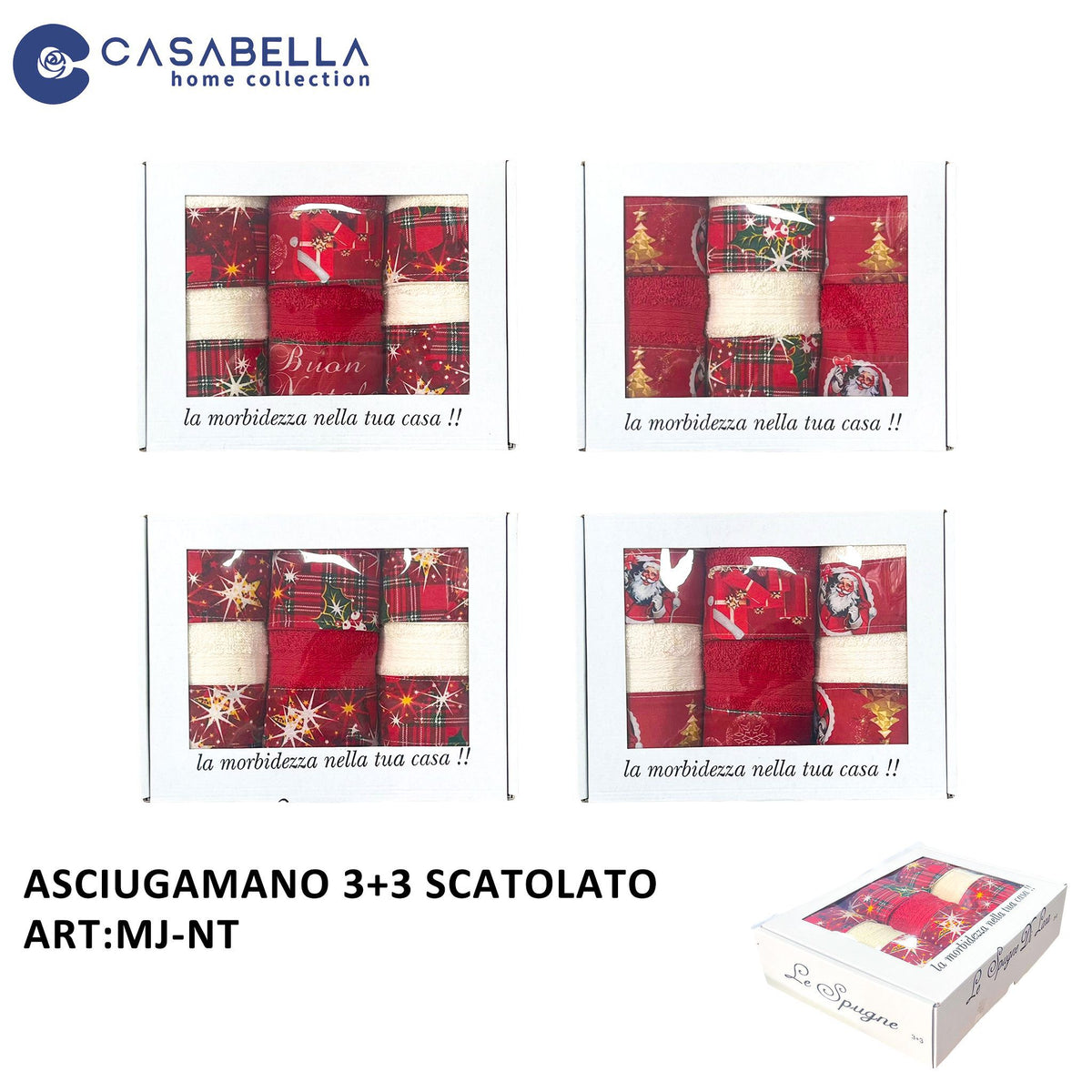 Asciugamano 3+3 Natalizia Scatolato