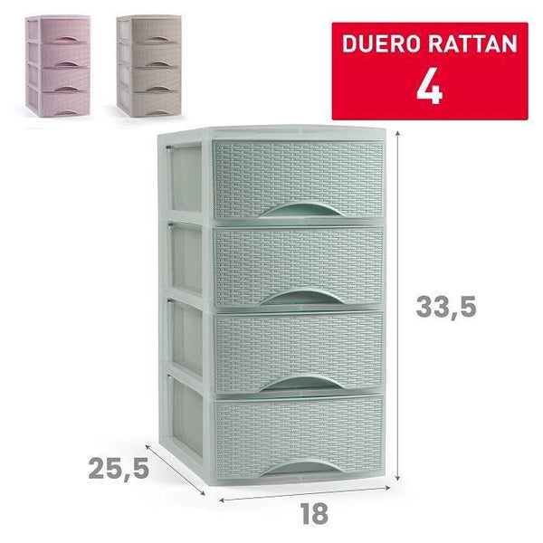 CASSETTIERA 4 CASETTI DUERO RATTAN 18X25.5X33.5CM