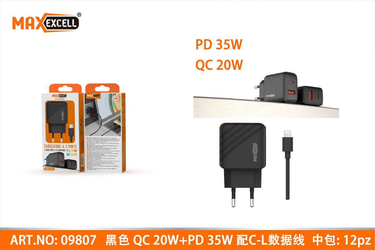 Caricatore QC 20W PD 35W con Cavo TYPE-C a LIGHTNING