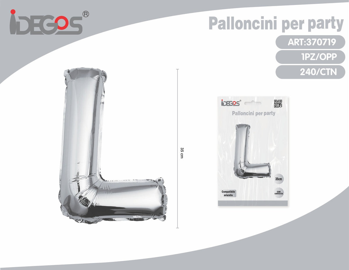 Palloncino Lettera L 35cm Argento