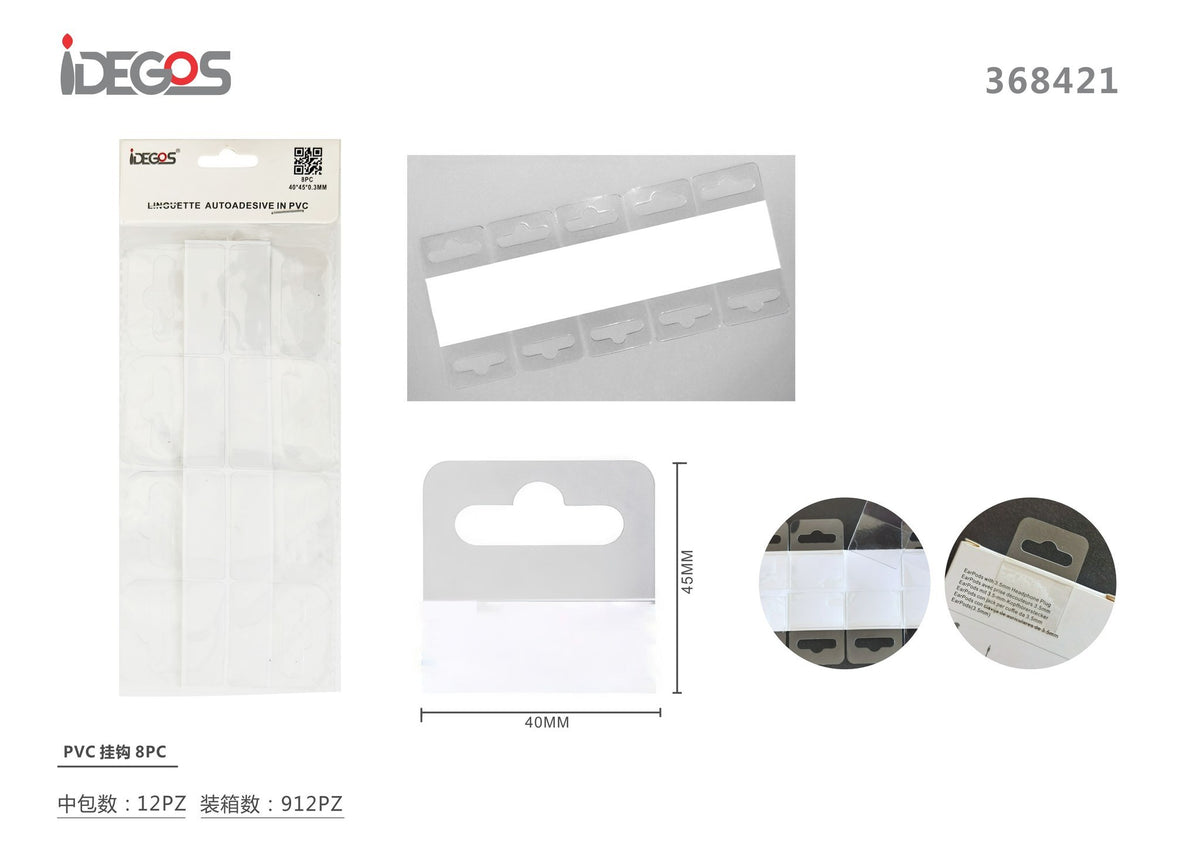 Linguette autoadesive in PVC per appendere, 8 pezzi