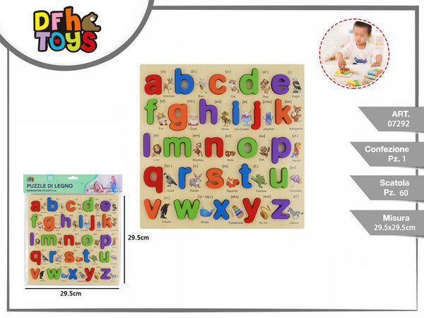 Puzzle alfabeto minuscolo in legno 29,5 × 29,5 cm
