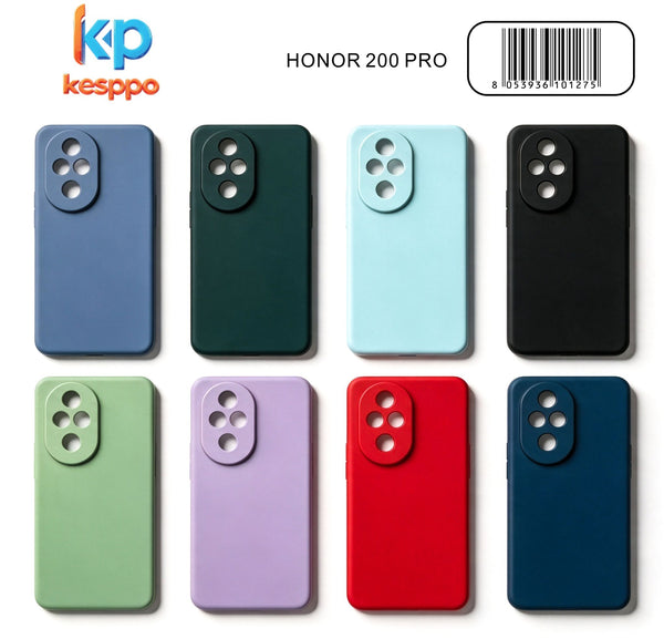 Custodia per Honor 200 Pro – a tinta unita, in silicone, con aperture sagomate