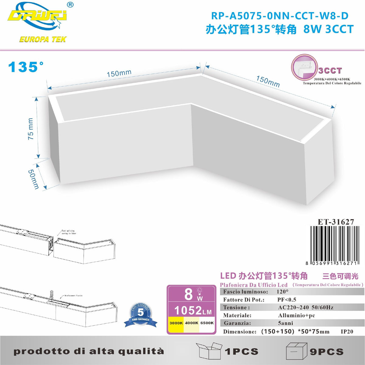 Lampada lineare — 8 W