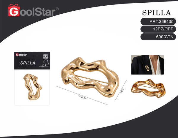 Spilla a cornice irregolare dorata, 5,2 × 3 cm