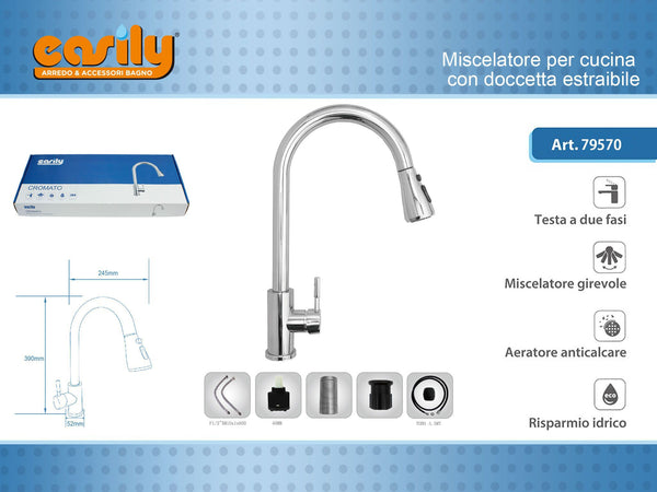 Miscelatore da cucina con doccetta estraibile