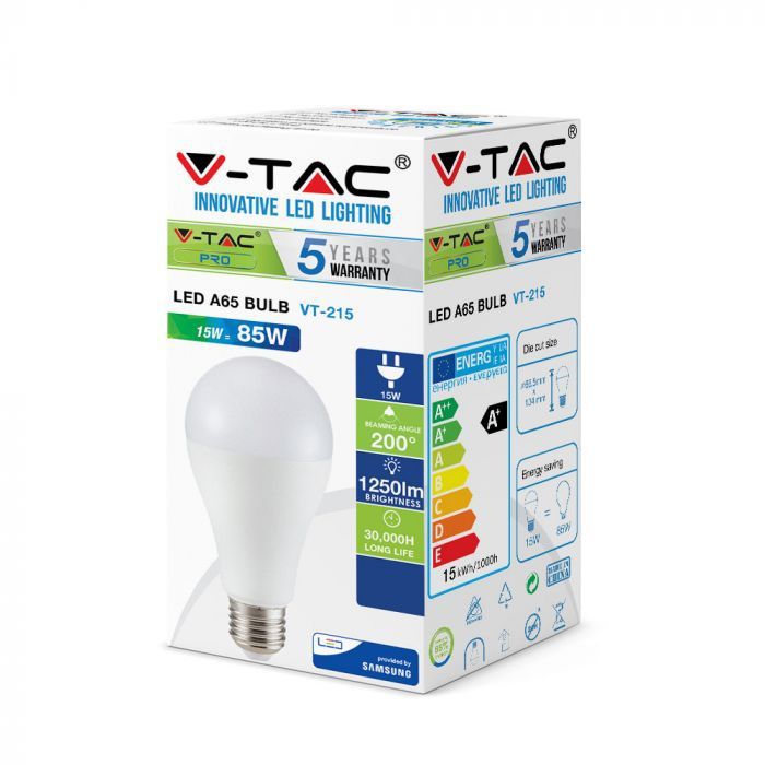 Lampadina LED V-TAC E27 A65 15 W 3000 K