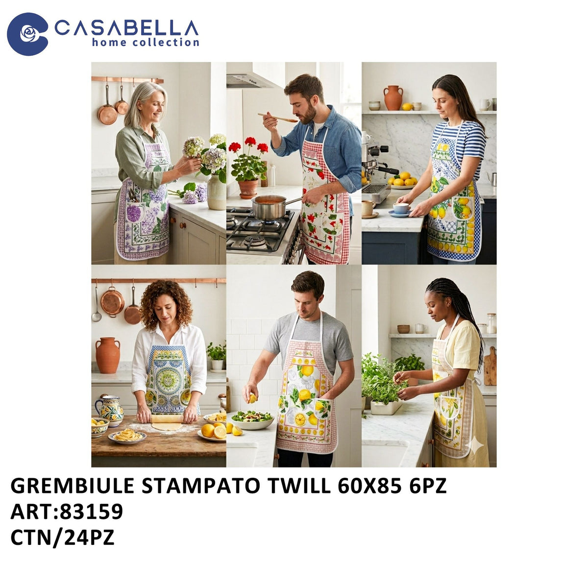 Grembiule Stampato Twill MIS.60X85 Cm 6PZ