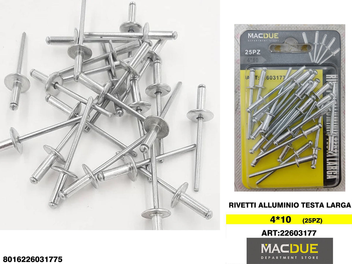 RIVETTI ALLUMINIO TESTA LARGA 4*10
