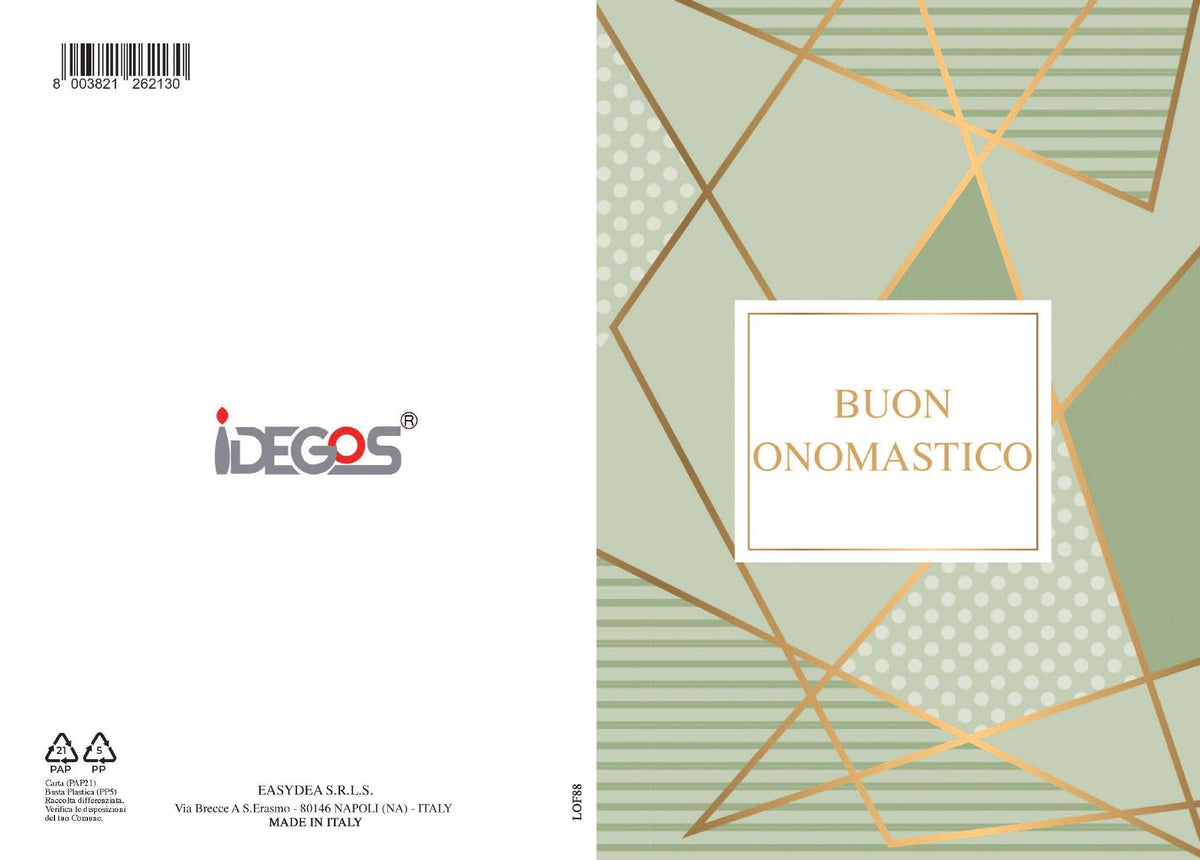 Biglietto onomastico con foil oro