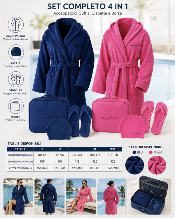 Set Bosa con Accappatoio Cuffia e Ciabattine Hydro