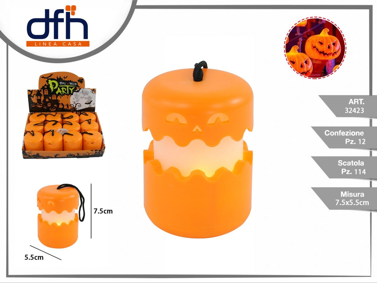 Lanterna zucca Halloween estensibile 7,5 × 5,5 cm