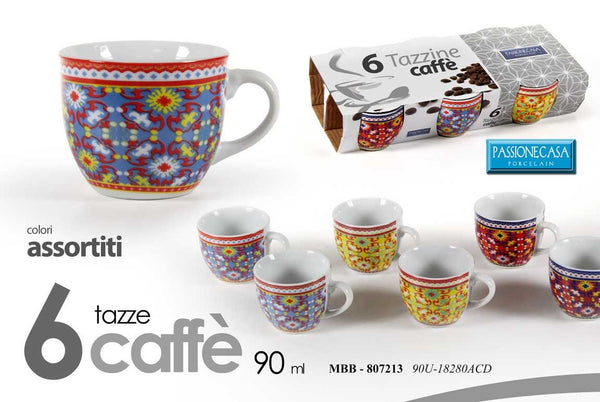 Tazzina da caffè 90U-18280ACD, 90 cc, confezione da 6 pezzi