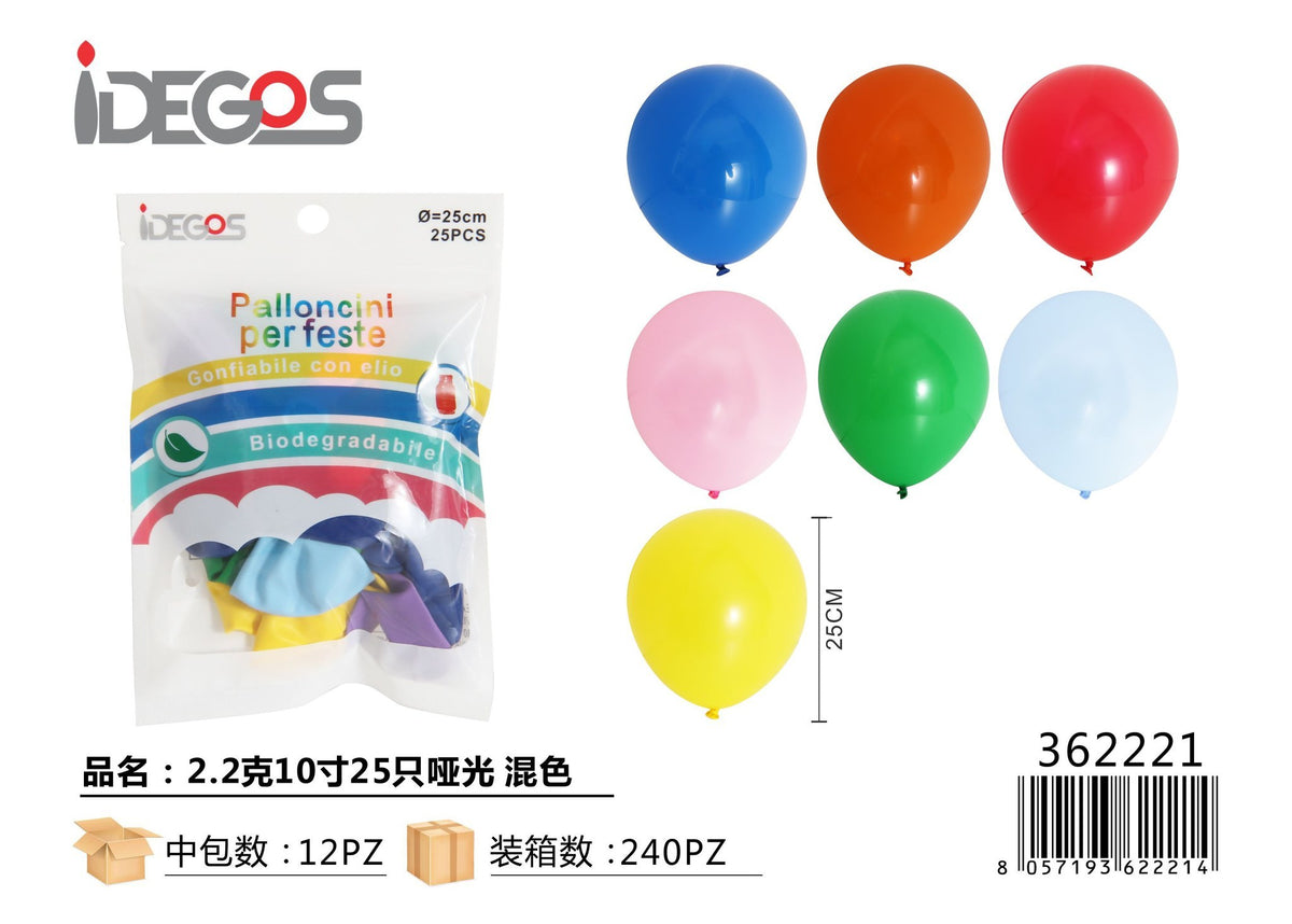 Palloncini assortiti in lattice, 10 pollici, 25 pezzi