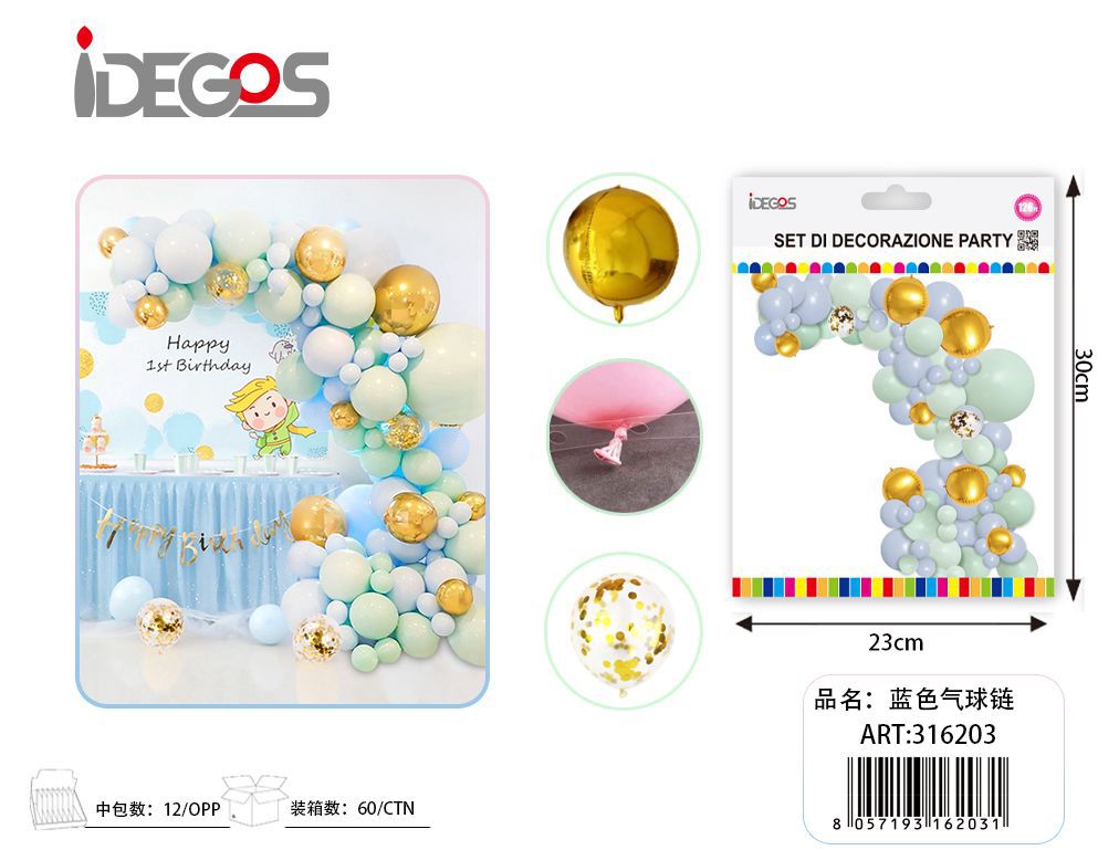 Kit di palloncini verdi pastello e oro