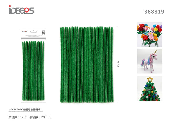 Set di 20 scovolini modellabili verde Natale, 30 cm