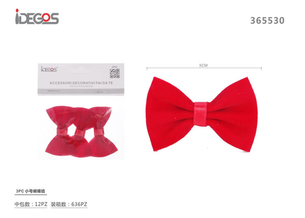 Set di 3 fiocchi decorativi piccoli, rossi
