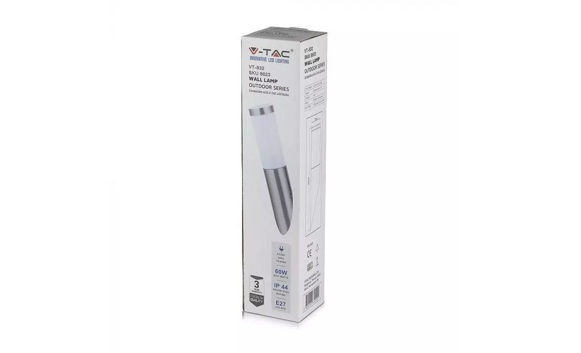 Applique V-TAC inclinata in acciaio inox E27 IP44