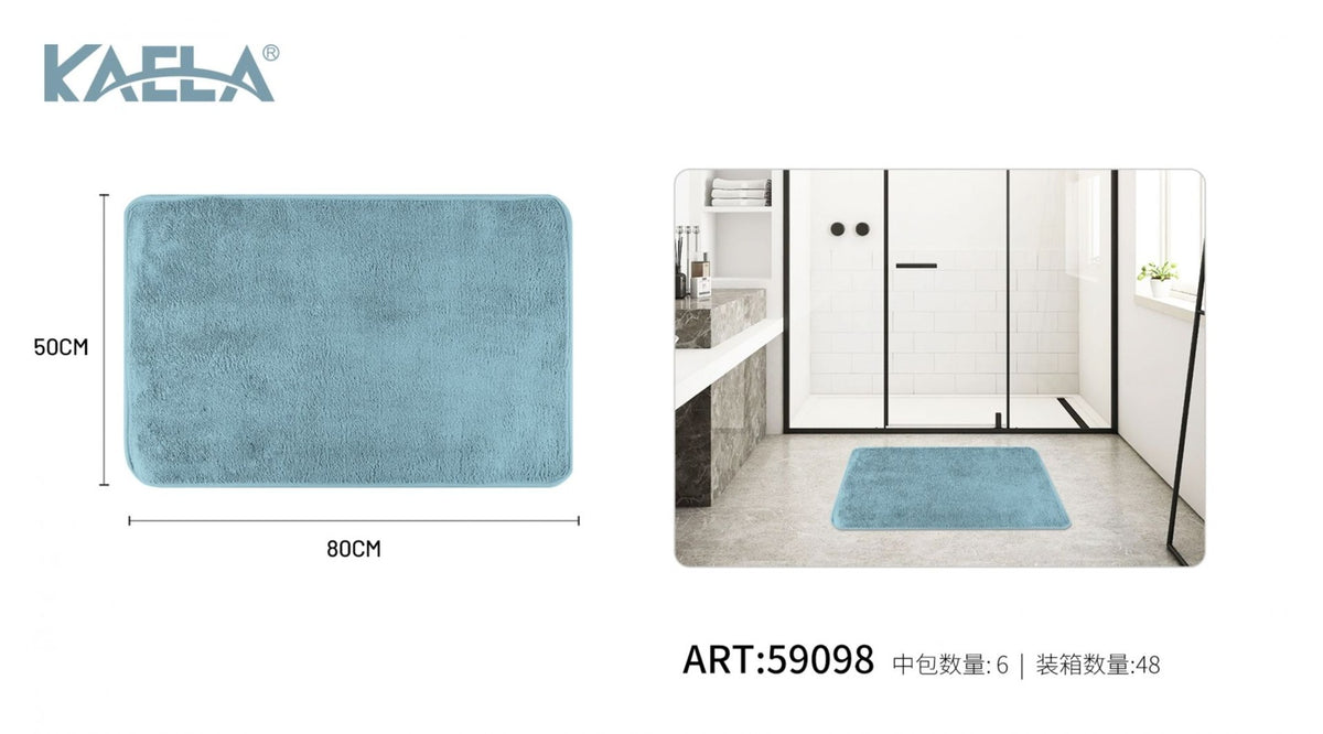 Tappeto da bagno, azzurro a pelo corto, 50 x 80CM