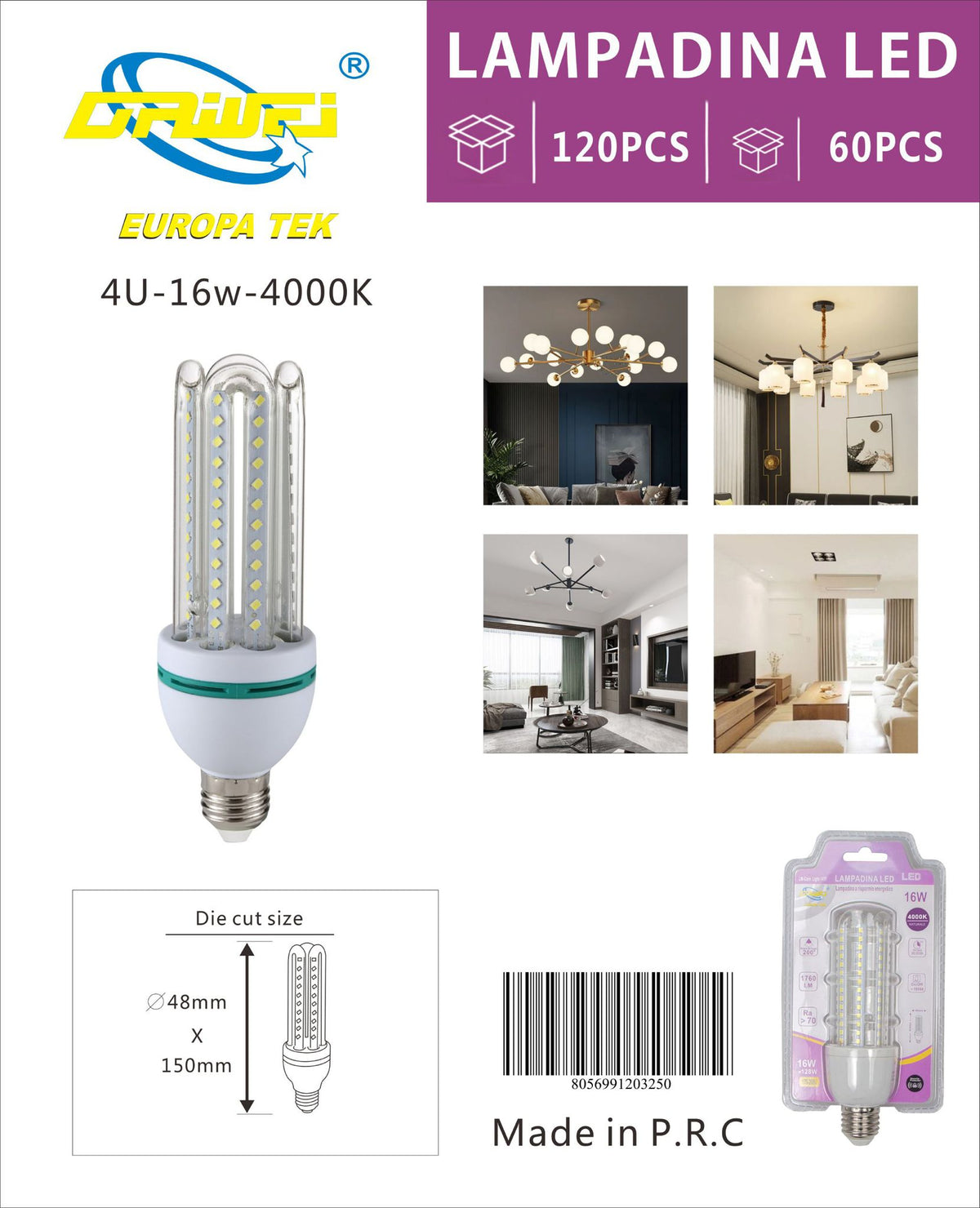 Lampadina LED a forma di U — 16 W, E27
