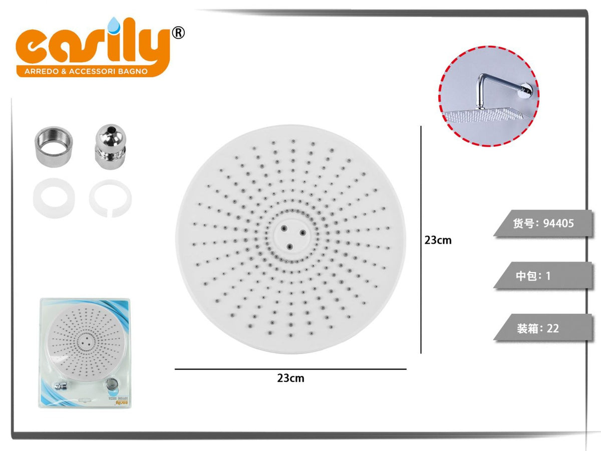 Soffione doccia rotondo bianco da 23 cm