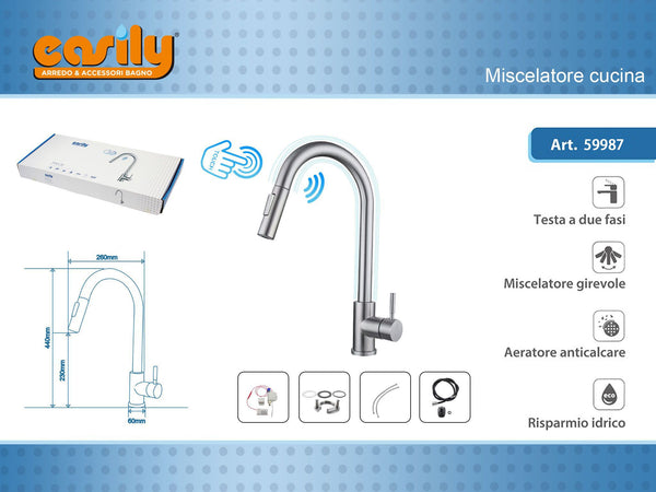 Miscelatore da cucina con sensore touch