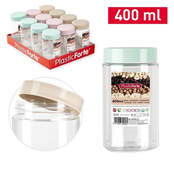 BARATTOLO MONTECARLO SLIM 400ML PLASTICA 7.2X7.2X13CM