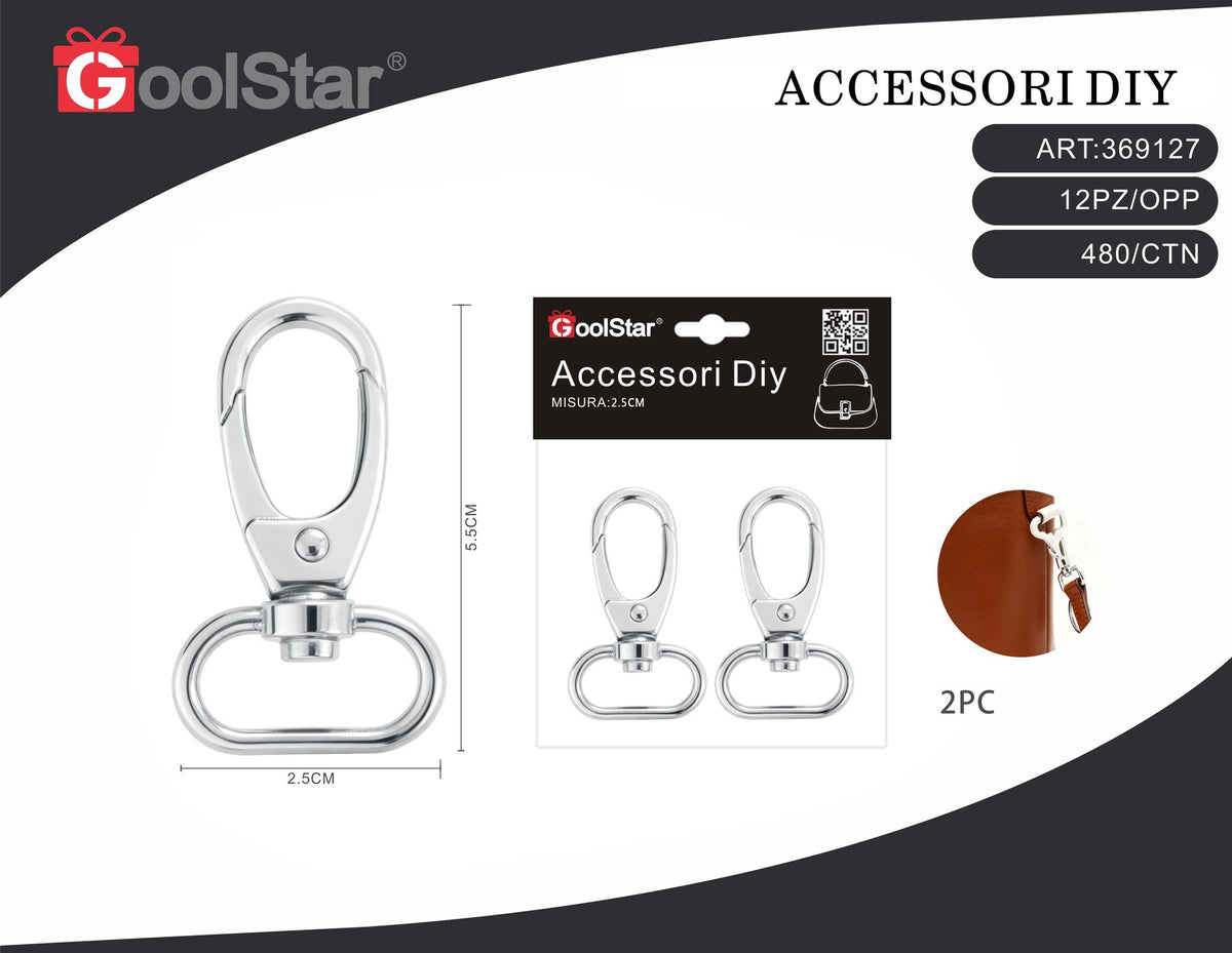 Moschettoni girevoli GoolStar 5,5 cm con anello largo, 2 pezzi